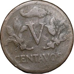 Alternative view of Old Copper-Nickel 5 Centavos of Colombia Country (AD 1960)