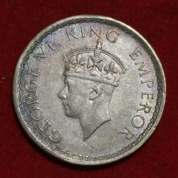 Alternative view of Rare 1942 ½ Rupee - George VI British - India Silver Coin #L-323