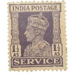 Postal Stamp of George VI 1-1/2 Anna Dark-Purple Colour - Mint Un-Used Condition as per Image.