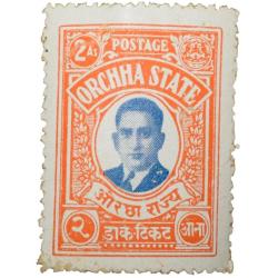 Postal Stamp of Orchha State 2-1/2 Annas Orange-Blue Colour- Mint Un-Used Condition as per Image.