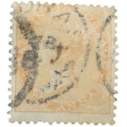 East India Postage Stamp of Victoria Queen (AD 1858) - Orange Colour 2 Annas - Gibbson Ty.44 - Used