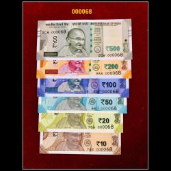 Rs 10 to 500 India Banknote Solid Fancy Set 000068 Gem Unc Unique Collection Rare