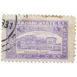 Postal Stamp of Charkhari State - Industrial School - Purple Colour 2 Annas - Used Condition as per