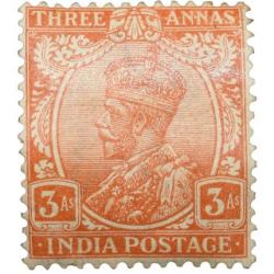 Postal Stamp of George V 3 Annas Orange Colour - Mint Un-Used Condition as per Image.