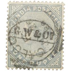 Postal Stamp of Victoria 1 Rupee - Slate Colour - (AD 1883) - Gibson Ty.33 - Used Condition as per I