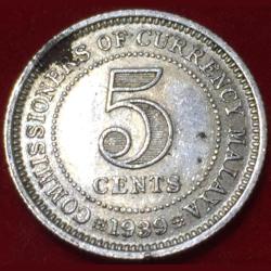 1939 Malaya 5 Cents - George VI Silver Rare Coin #N258