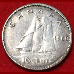 1968 Canada 10 Cents - Elizabeth II 2nd portrait; Ottawa mint Weight 2.07 g #R144