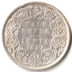 Half Rupee 1899 Bombay Mint of Victoria Empress SCARE Collectible British India Silver Coin