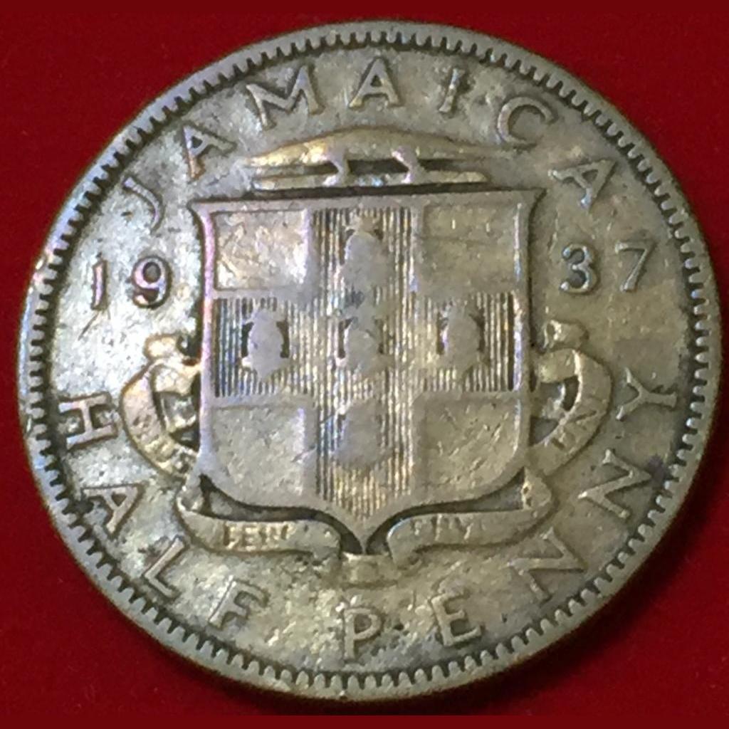 Jamaica 1937 Half Penny George Six Rare Coin #S653