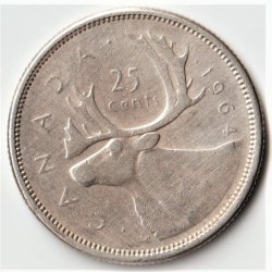 Rare Canada 25 Cents of Elizabeth II Silver Coin