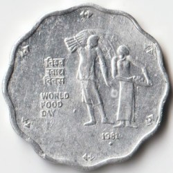 UNC Condition Ten Paise 1981 Bombay Mint Aluminium Coin of Commemorative Issue FAO- World Food Day Collectible Coins of Republic India