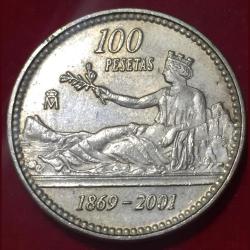 Alternative view of 2001 Spain 100 Pesetas - Juan Carlos I Last Peseta Rare Coin Lowest Price #N207
