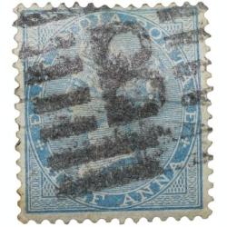 East India Postage Stamp of Victoria Queen (AD 1858) - Blue Colour 1/2 Anna - Gibbson Ty.37 - Used C