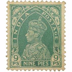 Postal Stamp of George VI 9 Pies Dark Green Colour, Almost Mint Grade Condition as per Image.
