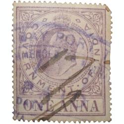 Postal Stamp of Edward VII 1 Anna Purple Colour - Bombay Port Cancellation - Used Condition as per I