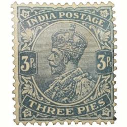 Postal Stamp of George V 3 Pies Grey Colour Almost Mint Grade Used Condition as per Image.