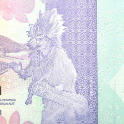 Alternative view of 1000 Rupiah of Indonesia Country (AD 2016) with Tifa dance and Banda Neira