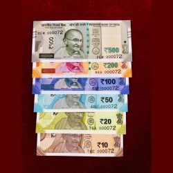 Rs 10 to 500 India Banknote Solid Fancy Set 000072 Gem Unc Unique Collection Rare