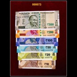Rs 10 to 500 India Banknote Solid Fancy Set 000073 Gem Unc Unique Collection Rare