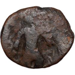 Rare Copper Coin of Vasudev I(AD 190-230) of Kushan Dynasty Shiv & Nandi Type Double-Struck Error