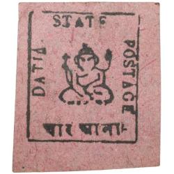 Postal Stamp of Datia State 4 Annas Pink-Black Colour with Lord Ganesha Mint Un-Used Condition as pe