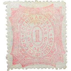Postal Stamp of Cochin Anchal Purple Colour 1 Puttan Mint Un-Used Condition as per Image, Rare.
