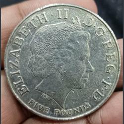 Alternative view of England 🇬🇧 5 Pound 2002 (Trafalgar 1805-2005) big size Coin " Weight 28:28 Gram. Diameter 38.61 # sku 567