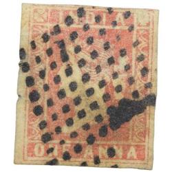 Postal Stamp of Victoria ( AD 1854) - 1 Anna Red Colour Used Condition as per Image, Extremely Rare.