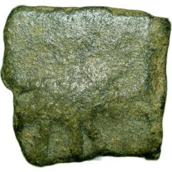 Alternative view of Copper Coin of City-State Bhadravati(1st Cen. BC) with Elephant/Tree Railing