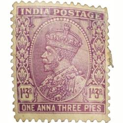 Postal Stamp of George V 1 Anna 3 Pies Mauve Colour Mint Un-Used Condition as per Image.