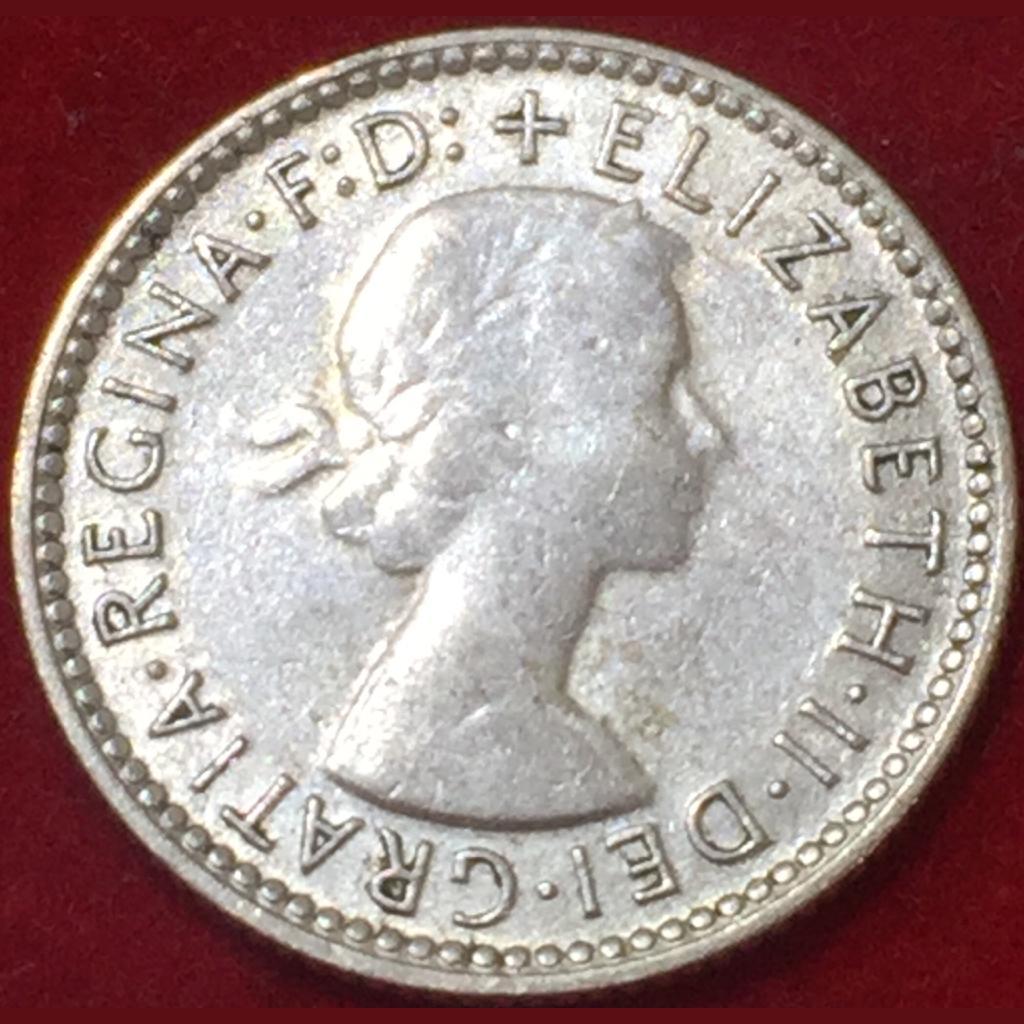 1956 Australia 6 Pence - Elizabeth II with "F:D:" Silver Coin #N237 - Image 2