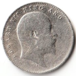 Alternative view of SCARE Two Anna 1906 of Edward Vii King Empress Silver Small British India Coin Beautiful Coin