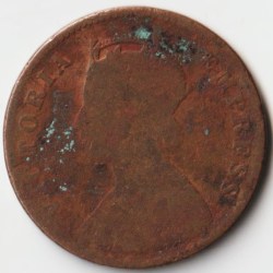 Rare One Quarter Anna 1895 Copper Coin of Victoria Empress British India Collectible Coins