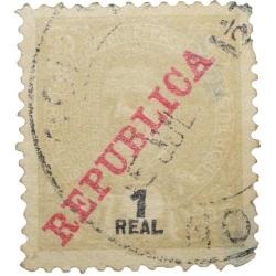 Postal Stamp of India Postuguesa - 1 Real Over Printed in Black & Red Used Condition as per Image.