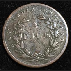 Alternative view of India - British ½ Pice 1853 - Victoria East India Company #L-35