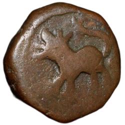 Copper Paisa of Namdar Khan(18th Cen. AD) of Hyderabad Feudatory of Elichpur with Tiger Left KM C10a