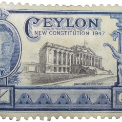 Postal Stamp of Ceylon(Sri Lanka) of George VI 6 Cents - New Constitution of Blue Colour Mint Un-Use