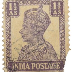 Postal Stamp of George VI 1-1/2 Annas White-Purple Colour Used Condition as per Image.