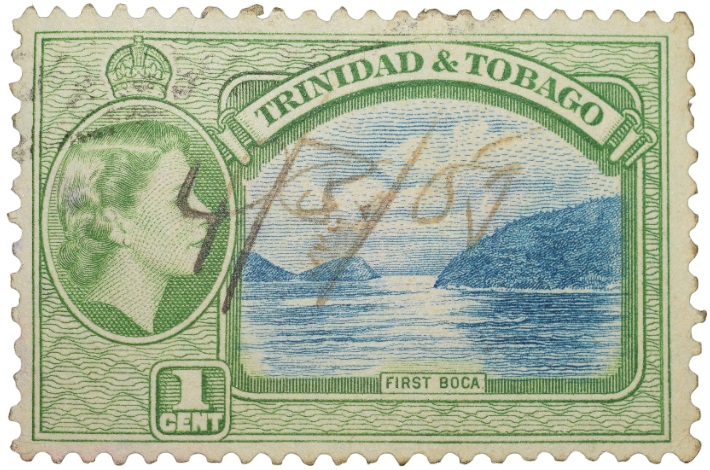 Postal Stamp of Trinidad & Tobago 1-Cent Green-Blue Colour with First Boca, Tobago Used Condition as