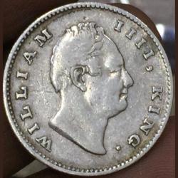 Half Rupee 1835 East India Company King William IV R.S Mark Silver Coin Rare Variety Sku B17