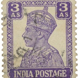 Postal Stamp of George VI 3 Annas Blue Colour Used Condition as per Image.