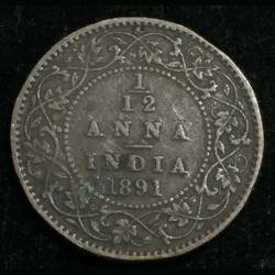 India - British 1⁄12 Anna 1891 - Victoria Rare Coin Lowest Price #L-42
