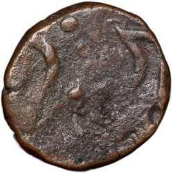 Alternative view of Copper Paisa of Dhar State(1700-1800 AD) Anonymous Type Star in Crescent/Nagari Ji