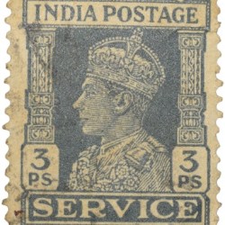 Postal Stamp of George VI 3 Pies Slate Colour Service Issue Used Condition as per Image.