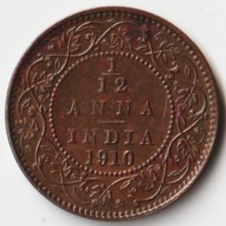 UNC Condition 1/12 Anna 1910 With Lusture Copper Coin of Edward VII British India Coinage
