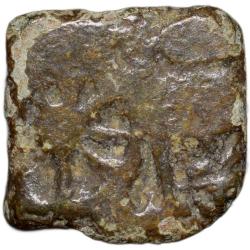 Copper Coin of City-State Bhadravati(1st Cen. BC) with Elephant/Armed Wheel-Tree Railing Rare