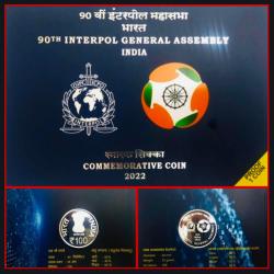 Alternative view of 90 th Interpol General Assembly 2022 Denomination Of Rs 100 Folder Packing PROOF