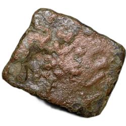 Copper Coin of Satakarni I (1st Cen. BC) of Satavahan Dynasty Daunath Region Double-Struck