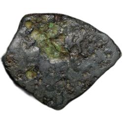 Alternative view of Counter-Struck Potin Coin of Satakarni I(100 BC) from Vidarbha(Paoni) with Elephant-Ujjaini & Svasti