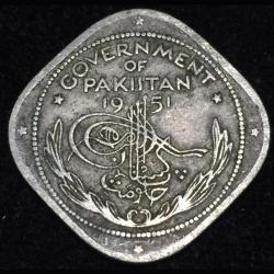 1951 Pakistan 2 Annas Crescent opens to right Rare Coin Lowest Price #L-90